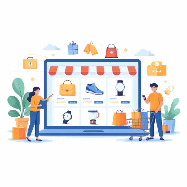 Catálogo online simple en móvil mostrando productos con precio y botón “Pedir por WhatsApp”