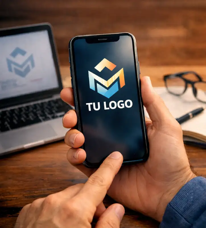 logotipo en pc y móvil